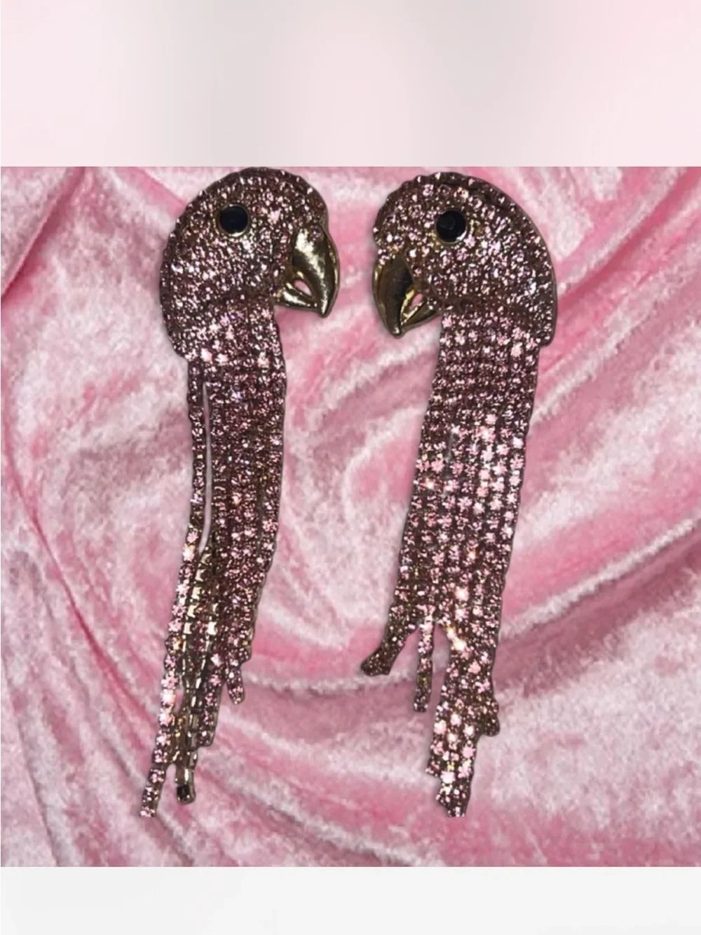 Mary Poppins Pink Parrot Dangle Earrings